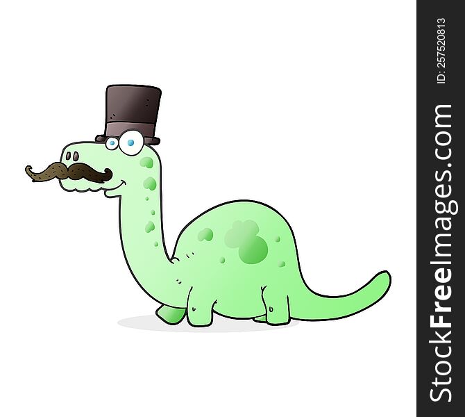 freehand drawn cartoon posh dinosaur