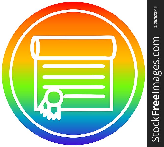 Diploma Certificate Circular In Rainbow Spectrum