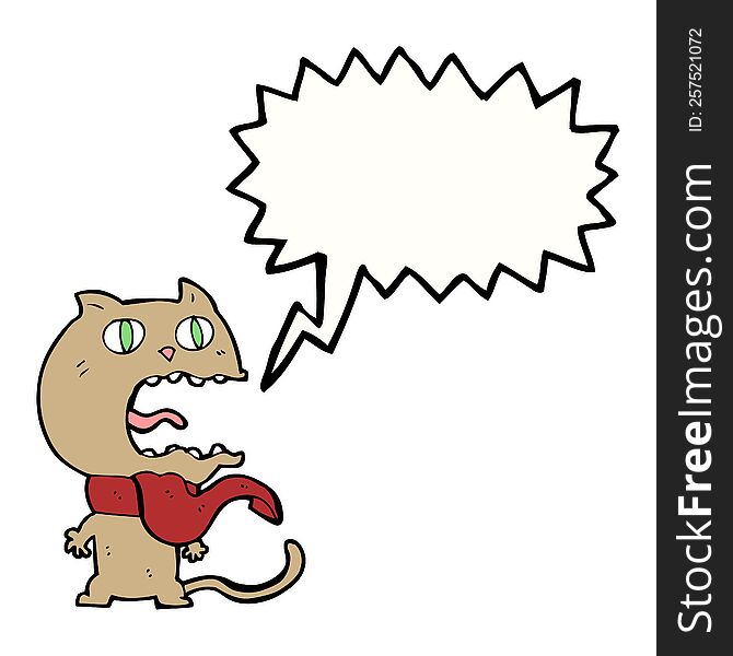 Cartoon Frightened Cat With Speech Bubble