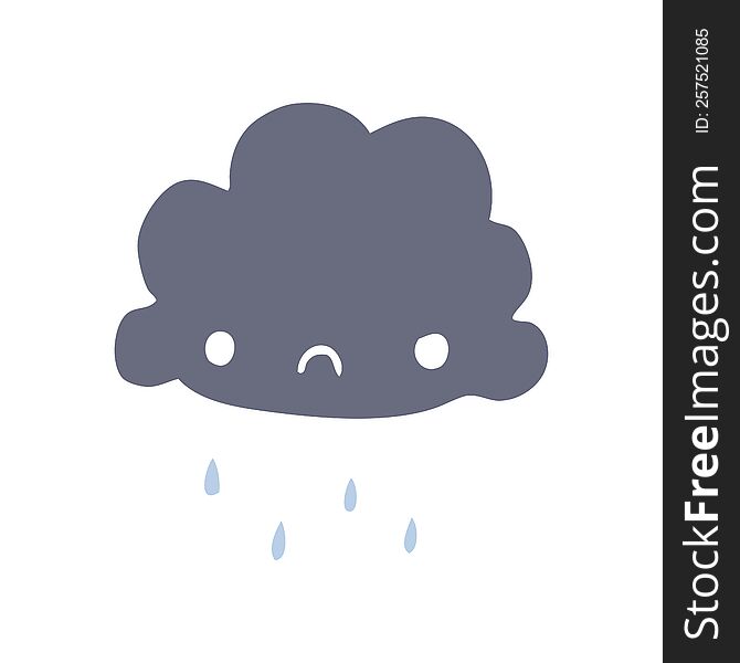 Flat Color Style Cartoon Storm Cloud