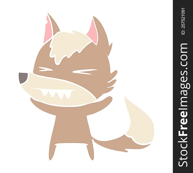 Angry Wolf Flat Color Style Cartoon