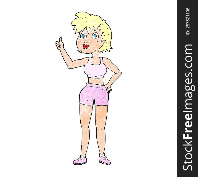 Textured Cartoon Happy Gym Woman