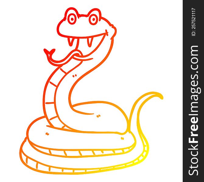 Warm Gradient Line Drawing Cartoon Happy Snake