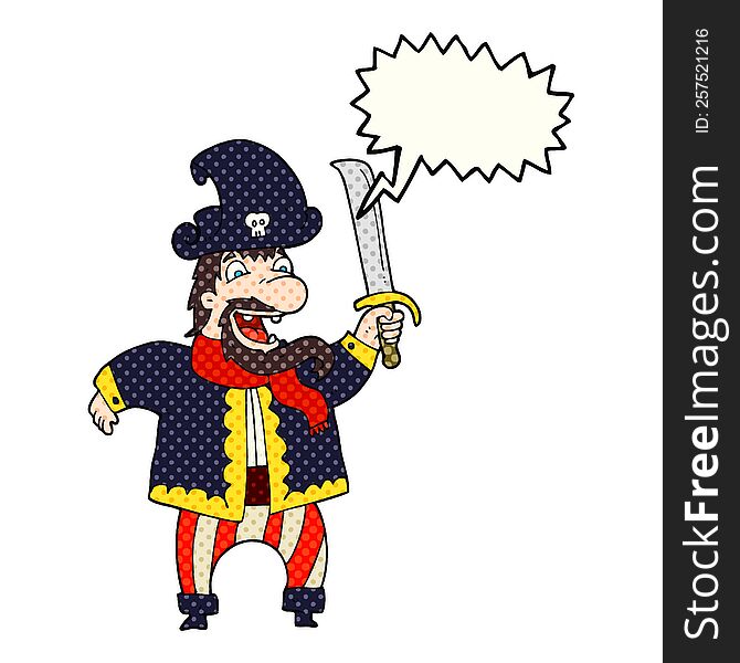 Comic Book Speech Bubble Cartoon Laughing Pirate Captain