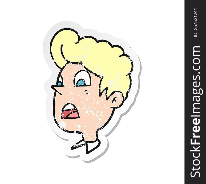 retro distressed sticker of a cartoon shocked man
