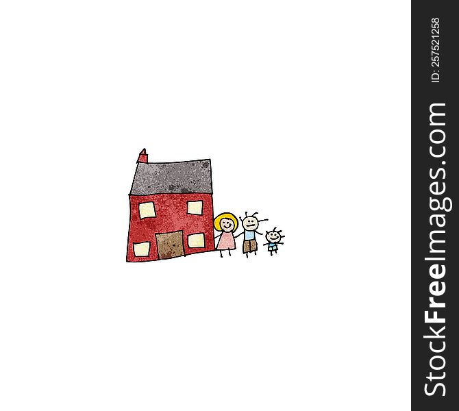 child\'s drawing of a family home