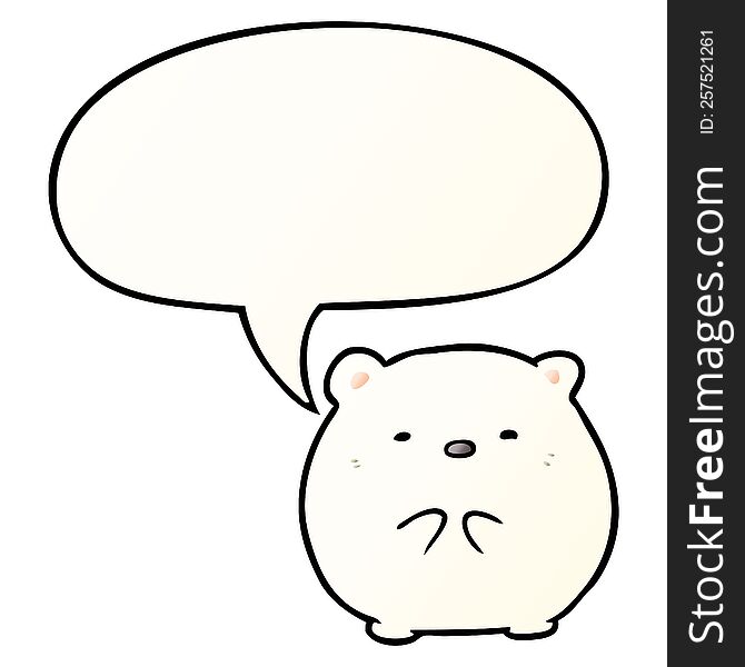 Cute Cartoon Polar Bear And Speech Bubble In Smooth Gradient Style