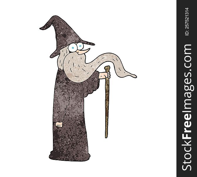 freehand textured cartoon wizard