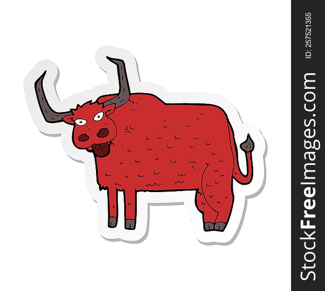 sticker of a cartoon hairy cow