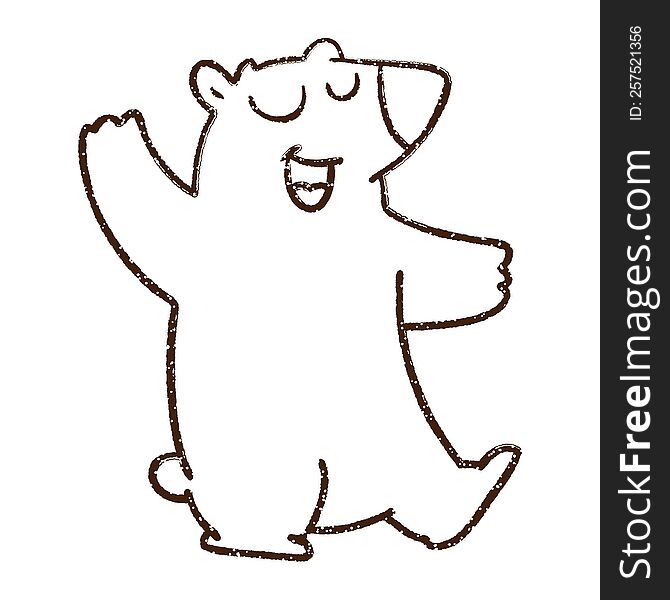 Happy Bear Charcoal Drawing