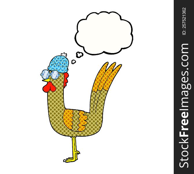 thought bubble cartoon chicken wearing disguise