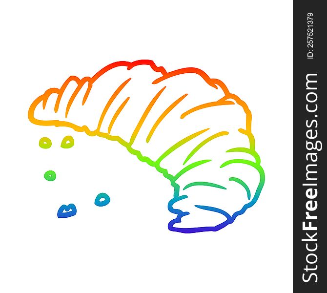 rainbow gradient line drawing of a croissant
