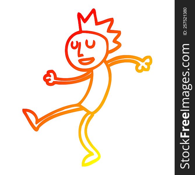 warm gradient line drawing of a cartoon dancing man
