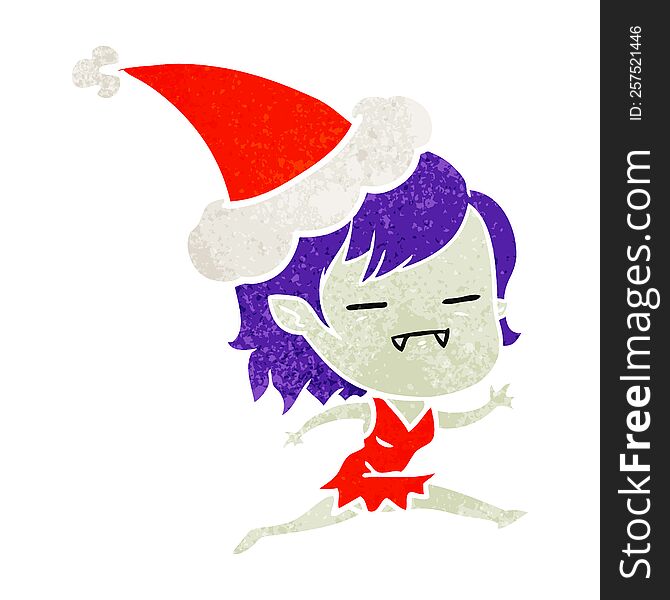 Retro Cartoon Of A Undead Vampire Girl Wearing Santa Hat