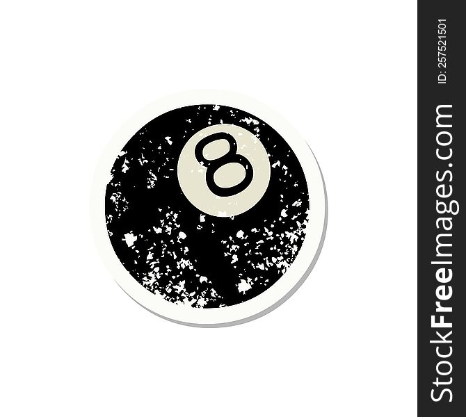 Traditional Distressed Sticker Tattoo Of A 8 Ball
