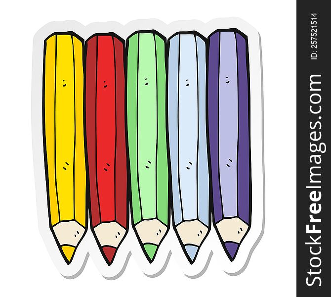 sticker of a cartoon color pencils