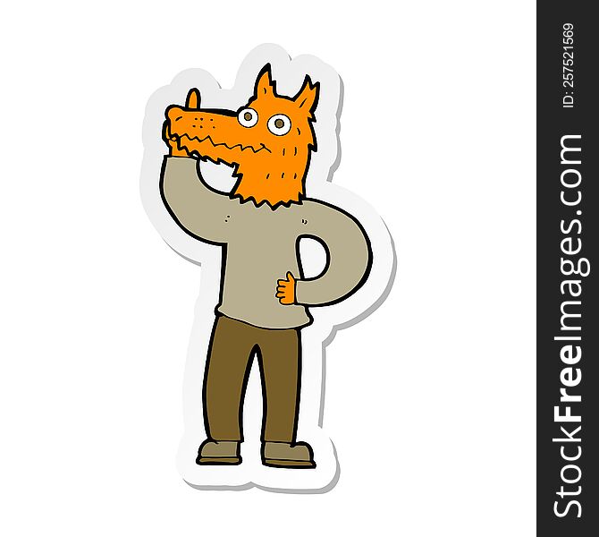 Sticker Of A Cartoon Fox Man With Idea