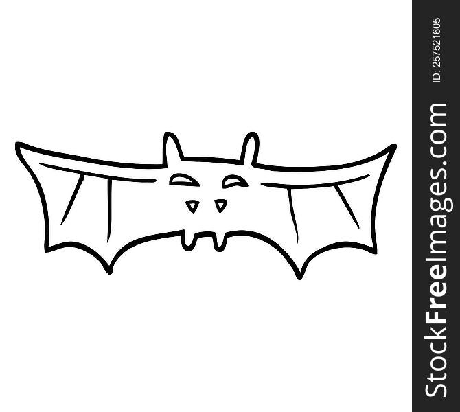 Line Drawing Cartoon Halloween Bat