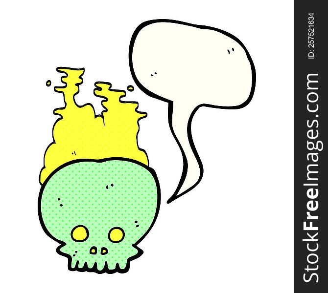 Comic Book Speech Bubble Cartoon Steaming Skull