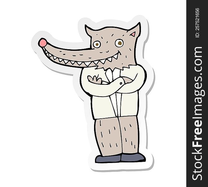 sticker of a cartoon wolf man