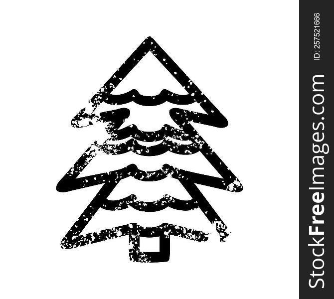 snowy tree distressed icon symbol