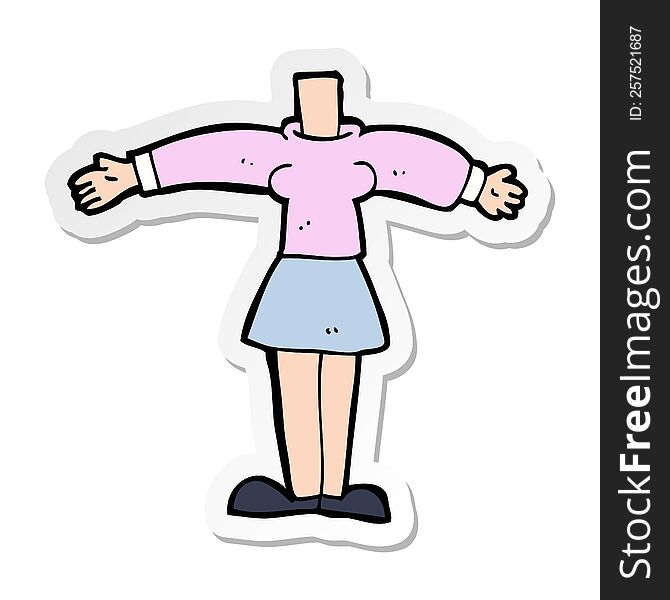 Sticker Of A Cartoon Female Body