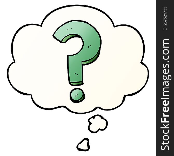 cartoon question mark with thought bubble in smooth gradient style