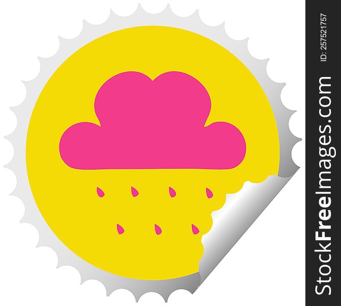 Circular Peeling Sticker Cartoon Rain Cloud