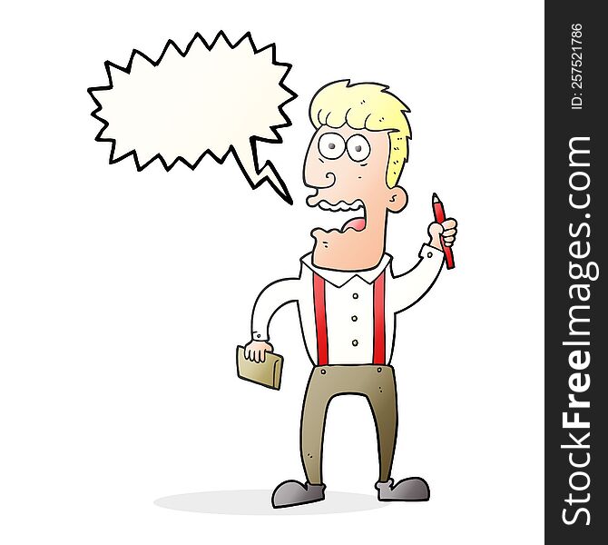 speech bubble cartoon stressed reporter