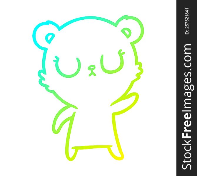 Cold Gradient Line Drawing Peaceful Cartoon Bear