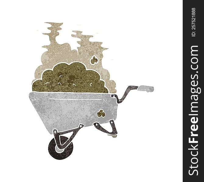 Retro Cartoon Wheelbarrow Full Of Dirt