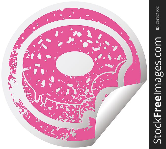 Bitten Frosted Donut Graphic Distressed Sticker