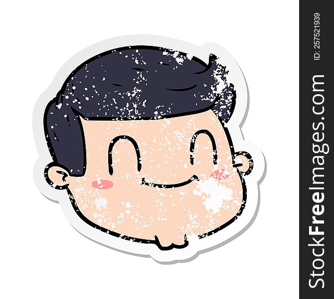 Distressed Sticker Of A Cartoon Male Face