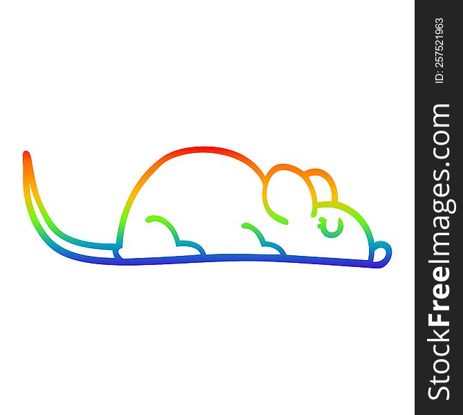 Rainbow Gradient Line Drawing Cartoon Little Mouse