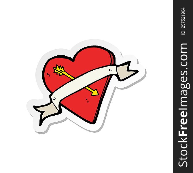sticker of a cartoon heart tattoo