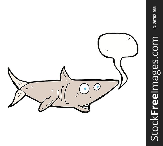 Cartoon Happy Shark With Speech Bubble