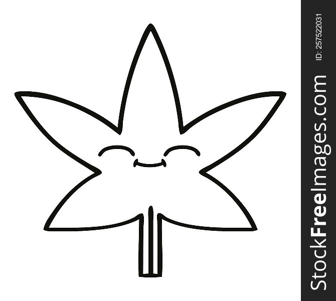 line drawing cartoon of a marijuana leaf