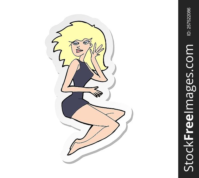 Sticker Of A Cartoon Sexy Woman