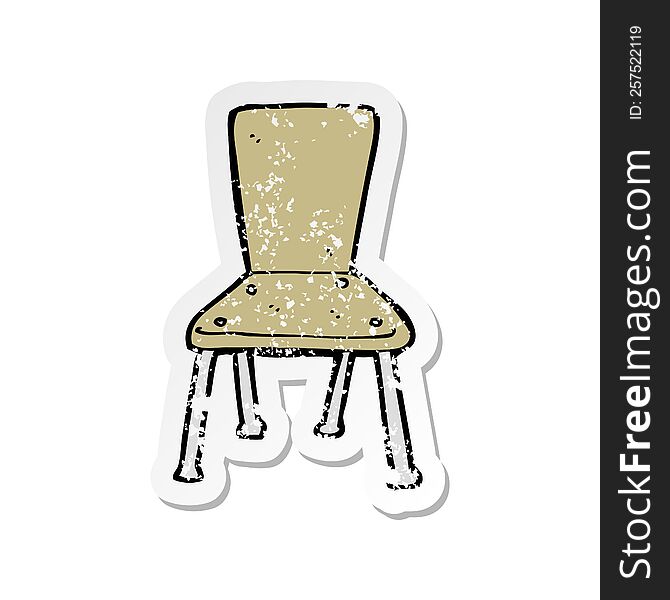 Retro Distressed Sticker Of A Cartoon Old School Chair