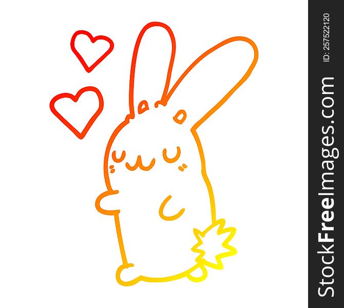Warm Gradient Line Drawing Cartoon Rabbit In Love