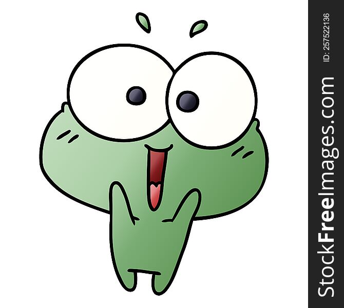 gradient cartoon illustration kawaii excited cute frog. gradient cartoon illustration kawaii excited cute frog