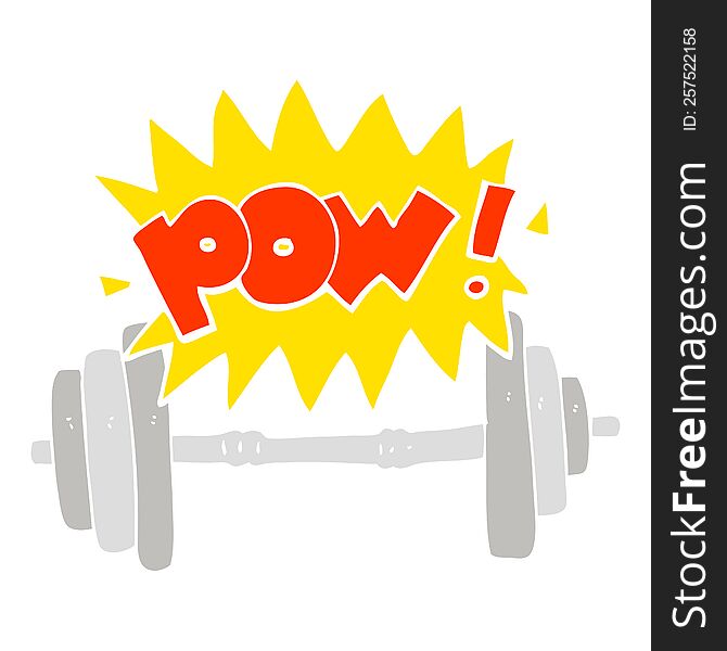 Flat Color Illustration Of A Cartoon Gym Barbell