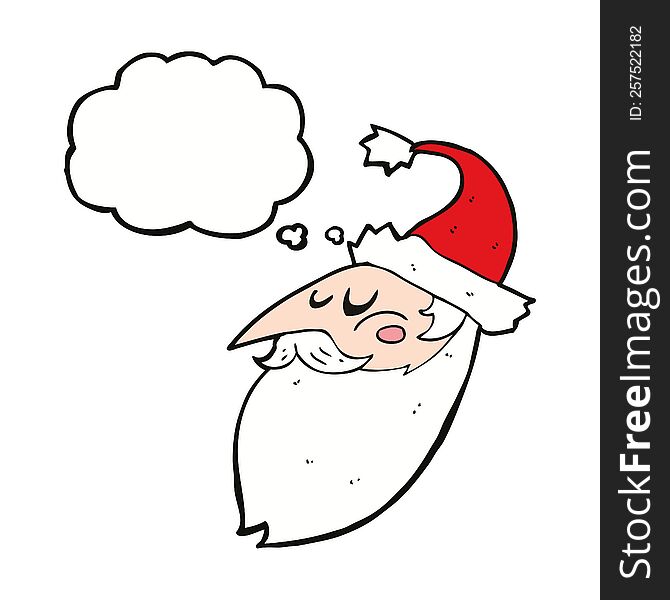 Cartoon Santa Face With Thought Bubble