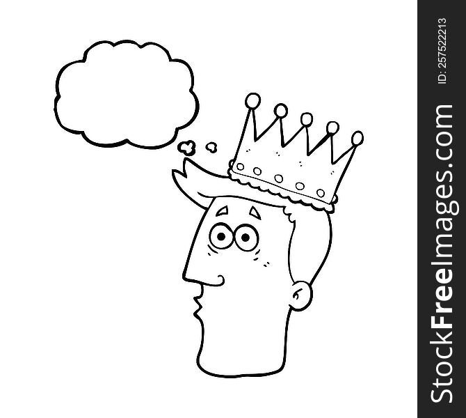 freehand drawn thought bubble cartoon kings head