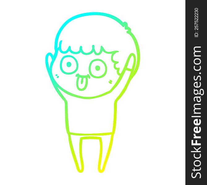 cold gradient line drawing of a cartoon man staring