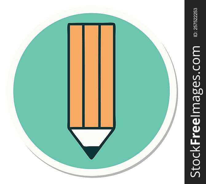 Tattoo Style Sticker Of A Pencil