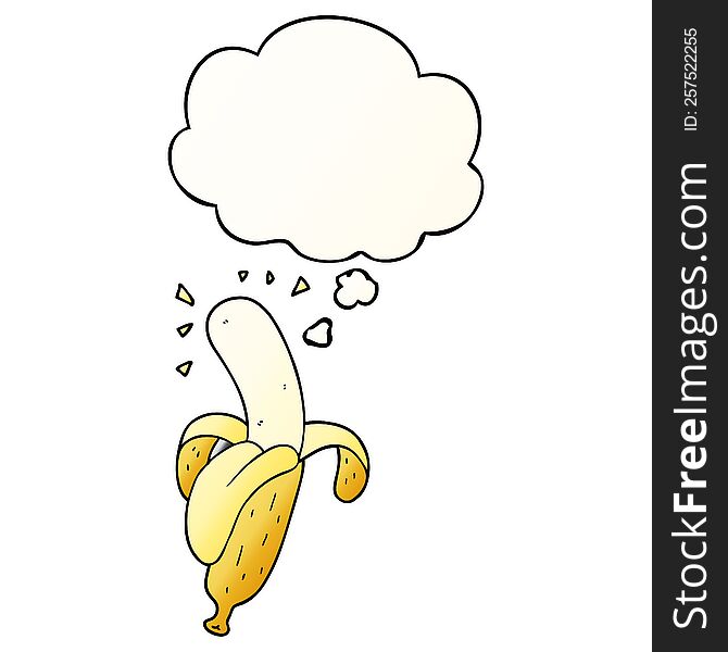 cartoon banana with thought bubble in smooth gradient style