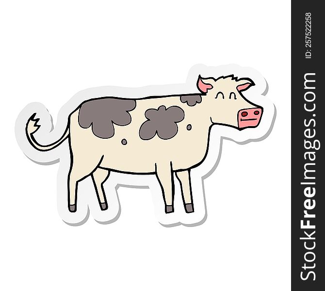 sticker of a cartoon cow