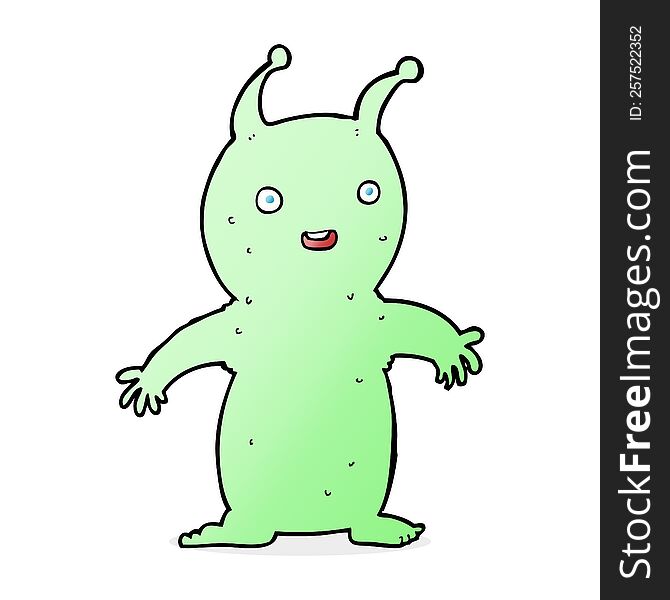 cartoon happy little alien