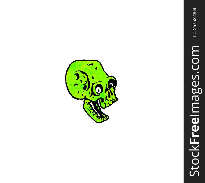 Cartoon Spooky Green Skull